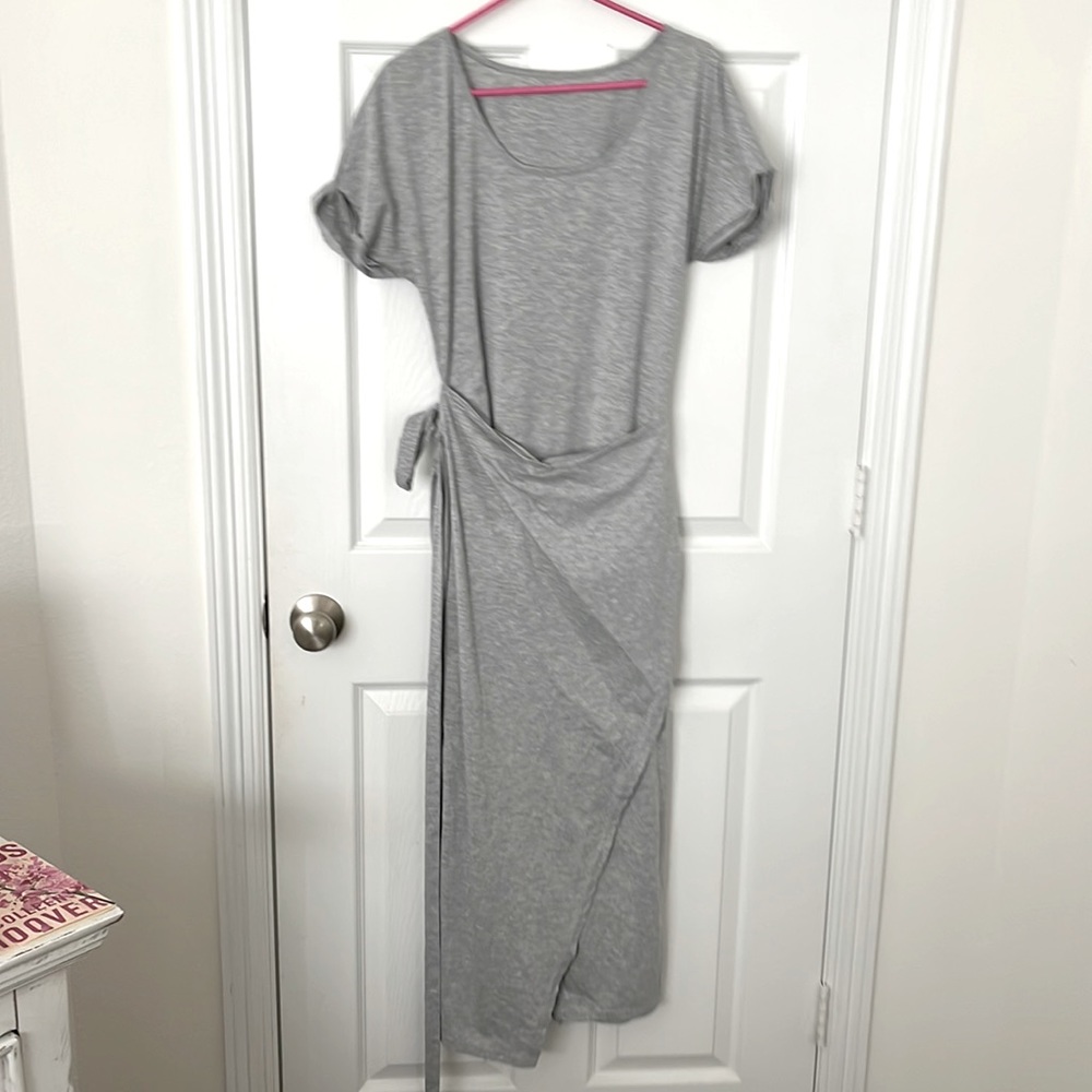 Grey casual wrap dress